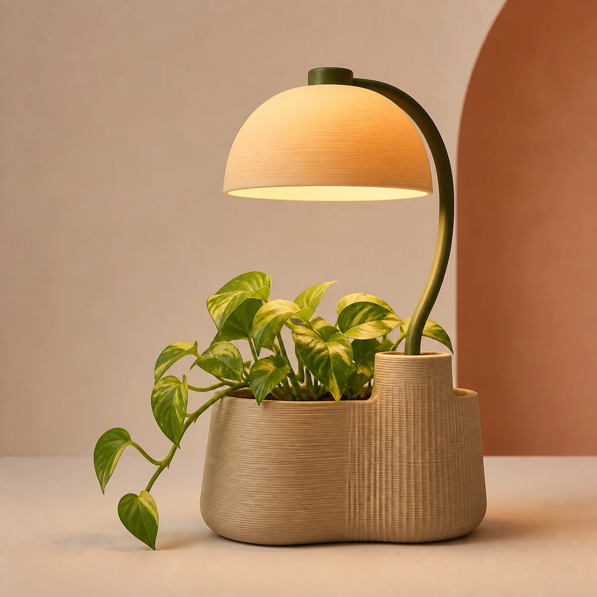 Adoryl concept preview of a planter table lamp holding a trailing green plant
